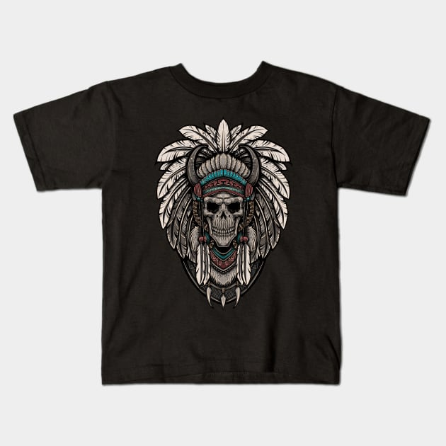 Indian Warriors Kids T-Shirt by HansCoLab